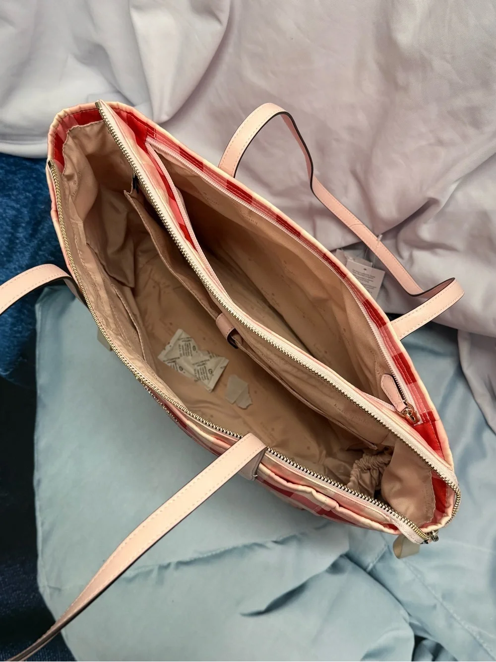 (new+tag) Kate Spade Large Gingham Tote Front Zip Pocket, Double Compartment